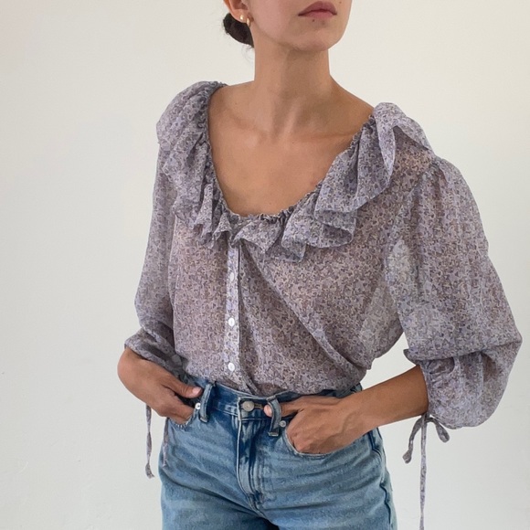 House of St. Clair Tops House Of St Clair Gauzy Floral Blouse